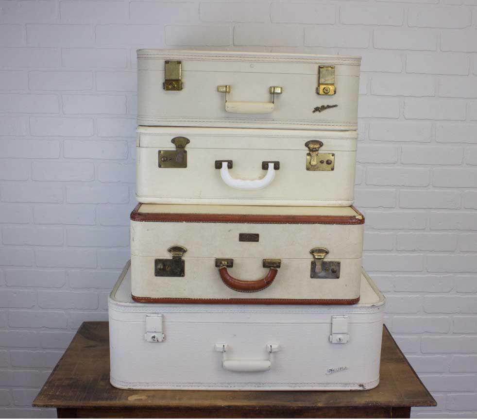 Vintage White Suitcase Cream Suitcase Vintage Travel Photo 