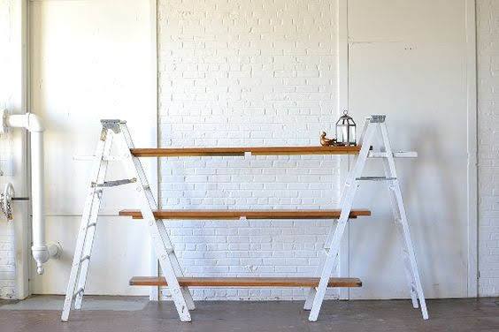 rustic ladder shelf display rental