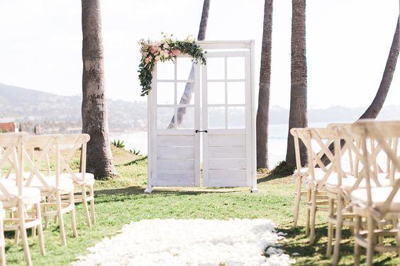 white vintage door wedding backdrop